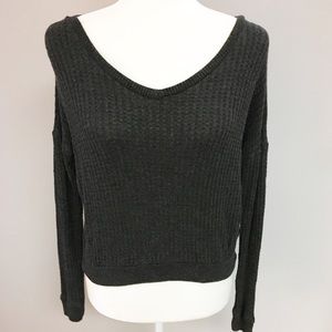 Velvet cropped gray sweater